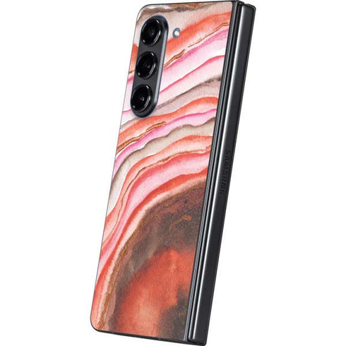 Orange Watercolor Geode Galaxy Z Fold5 5G Skin